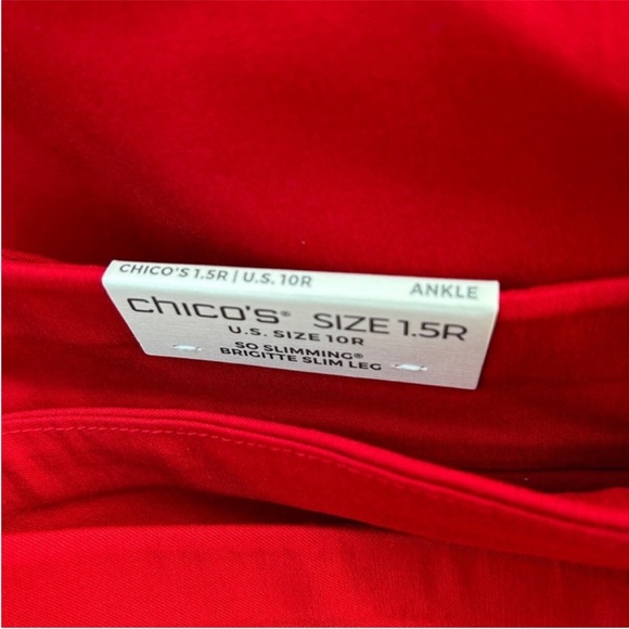 Chico’s 1.5R (10) Pants Brigitte Beaded Detail Ankle Pants Red black bling NWT - Picture 12 of 16